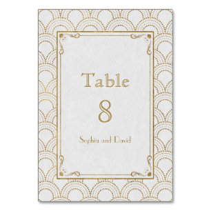 White Great Gatsby Gold Art Deco TABLE NUMBER