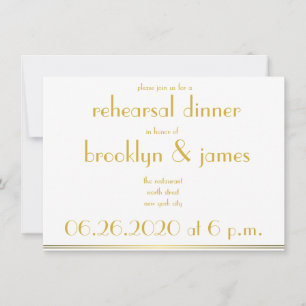 White Great Gatsby Wedding Rehearsal Invitations