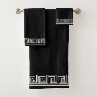 White Grecian Frieze Design Bath Towel Set