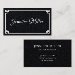White Greek Key Border Minimalist Business Card