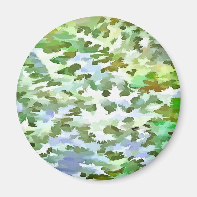 White, Green and Powder Blue Camouflage Pattern Magnet (Front)