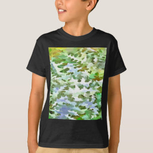 White, Green and Powder Blue Camouflage Pattern T-Shirt