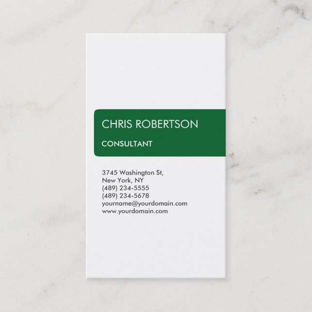White Green Attractive Charming Business Card (Front)