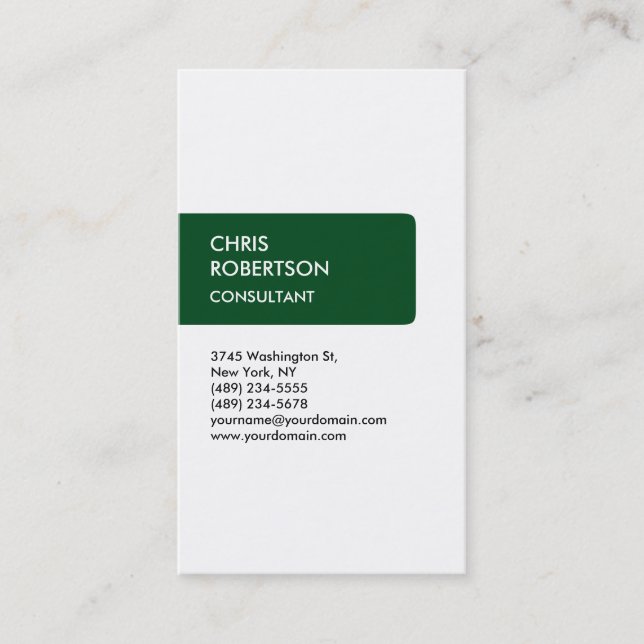 White Green Attractive Stylish Cute Business Card (Front)
