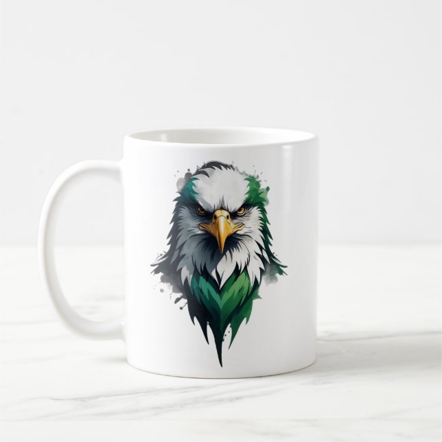 White Green Black Eagle Royal Luxury Coffee Mug (Left)