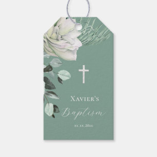 white green bouquet Baptism Gift Tags