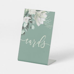 white green bouquet cards sign
