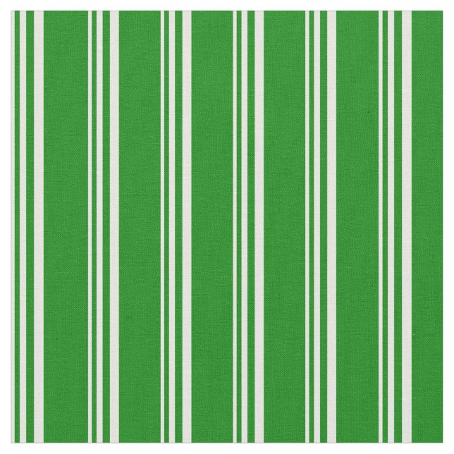 White & Green Coloured Striped Pattern Fabric (Close Up)