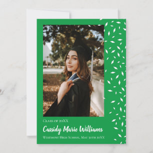 White Green Confetti Graduation Announcement