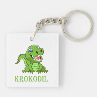 white green crocodile cartoon key ring