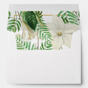 White Green Floral 5x7 Wedding Invitation Envelope