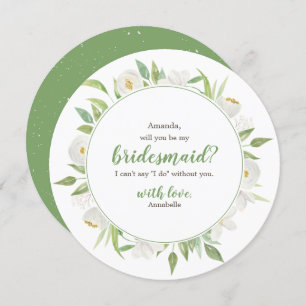 White & Green Floral Will You be my Bridesmaid Invitation