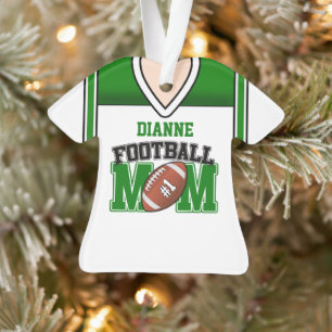 White/Green Football Mum Jersey Ornament