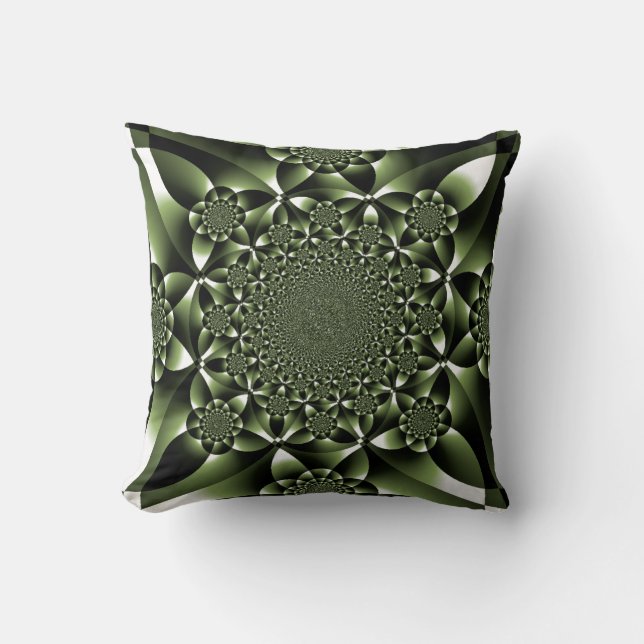 White Green Forest Leaf Petals Cushion (Front)