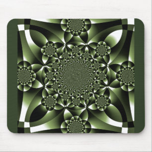 White Green Forest Leaf Petals Mouse Mat