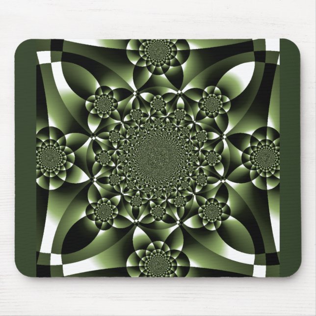 White Green Forest Leaf Petals Mouse Mat (Front)
