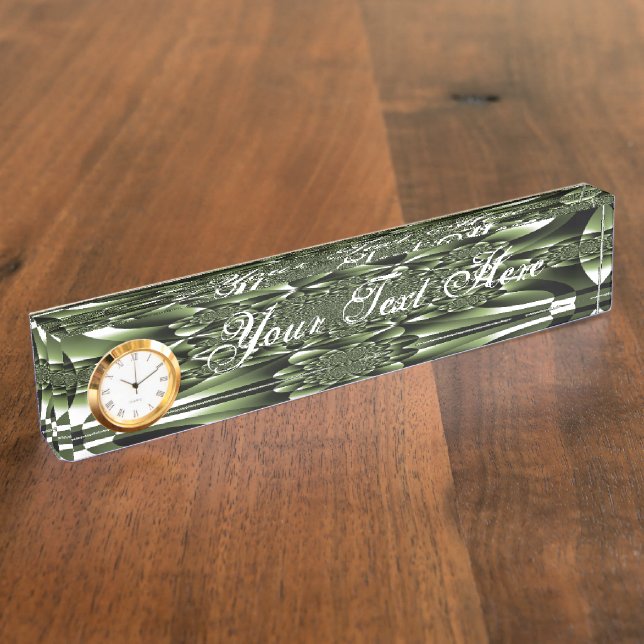 White Green Forest Leaf Petals Nameplate (Side)