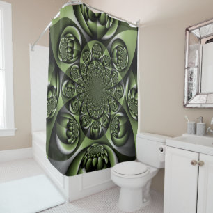 White Green Forest Mini Spheres Shower Curtain