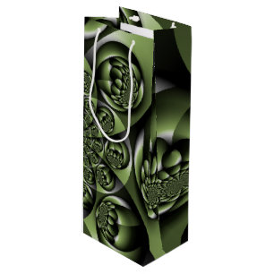 White Green Forest Mini Spheres Wine Gift Bag