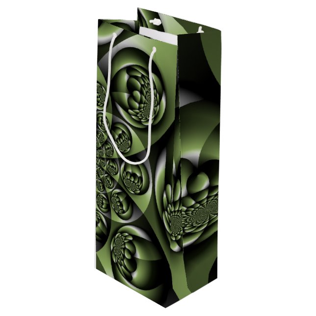 White Green Forest Mini Spheres Wine Gift Bag (Front Angled)