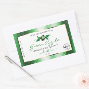 White Green Glitter Floral Product Labels Add Logo