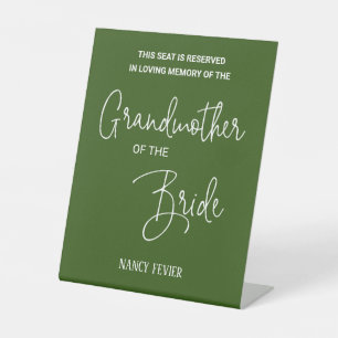 White Green Grandmother of Bride Memorial Wedding Pedestal Sign