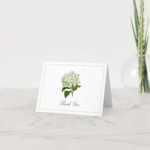 White Green Hydrangea Bloom Traditional  Thank You Card