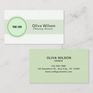 White Green Illustrative Cleaning Service Business Business Card