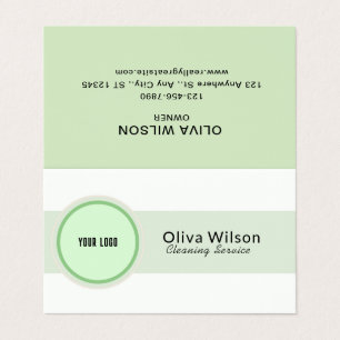 White Green Illustrative Cleaning Service Business Card
