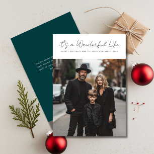 White Green It's a Wonderful life Christmas Photo Holiday Card