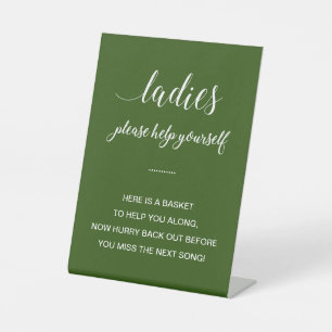 White Green Ladies Bathroom Basket Items Wedding Pedestal Sign