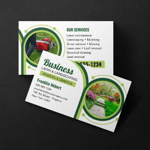 White Green Landscaping Mowing Lawn Maintenance Business Card