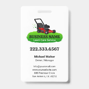 White Green Lawn Care and Service Professional ID Badge