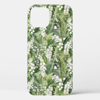 White Green Lilies of the Valley Flowers Art iPhone 12 Case