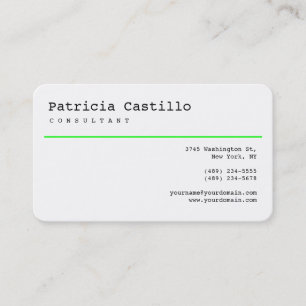 White Green Line Modern Consultant Manager Business Card