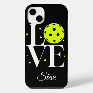 White & Green Love Pickleball Black Glitter iPhone 14 Plus Case
