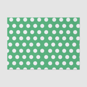 White & Green Medium Polka Dot Party Tissue Paper
