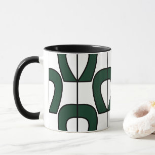 White Green Modern Geometric Abstract Mug