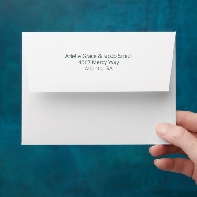 White & Green Modern Minimalist Starburst Wedding Envelope (Hand)