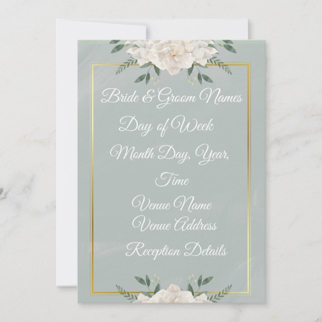 White & Green Modern Minimalist Wedding Invitation (Front)