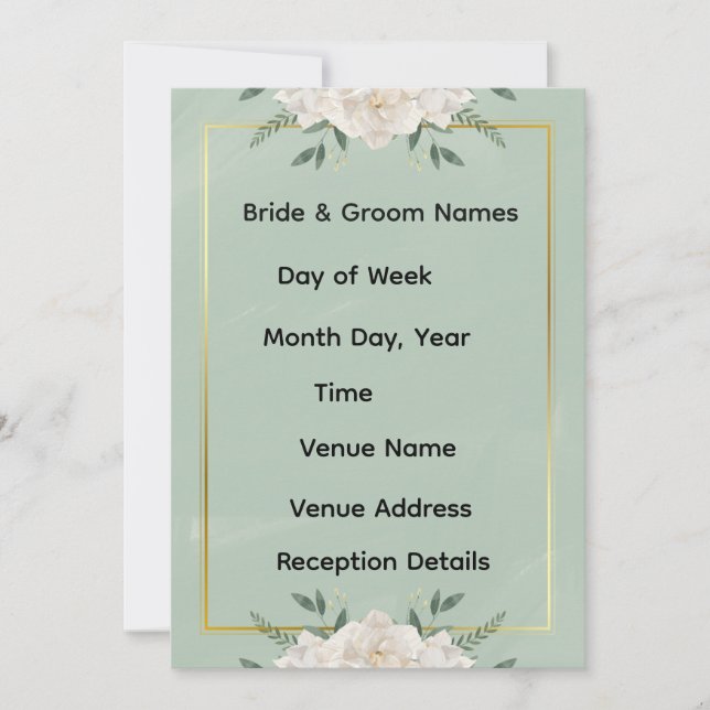 White & Green Modern Minimalist Wedding Invitation (Front)
