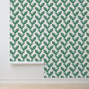  White & Green Nature Cool Modern Foliage Drawing  Wallpaper