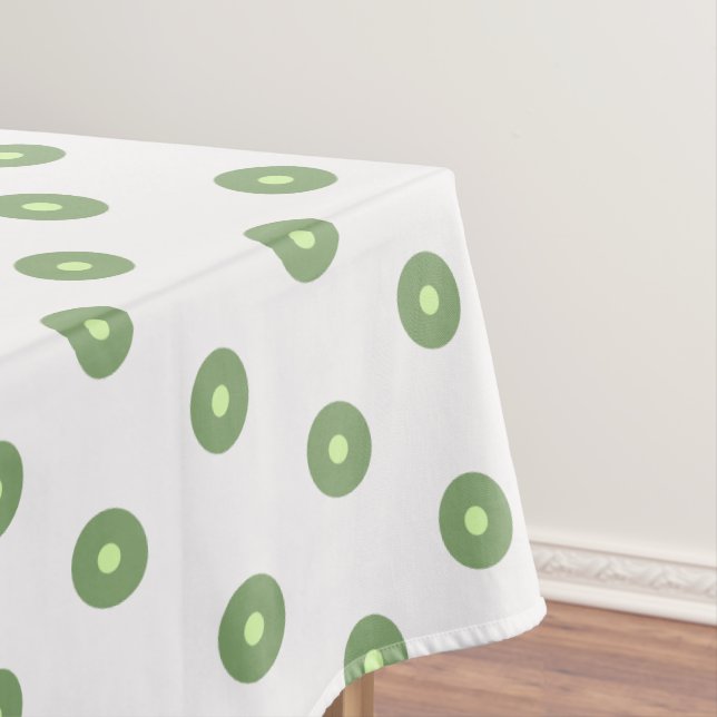 White Green Polka Dots  Tablecloth (In Situ)