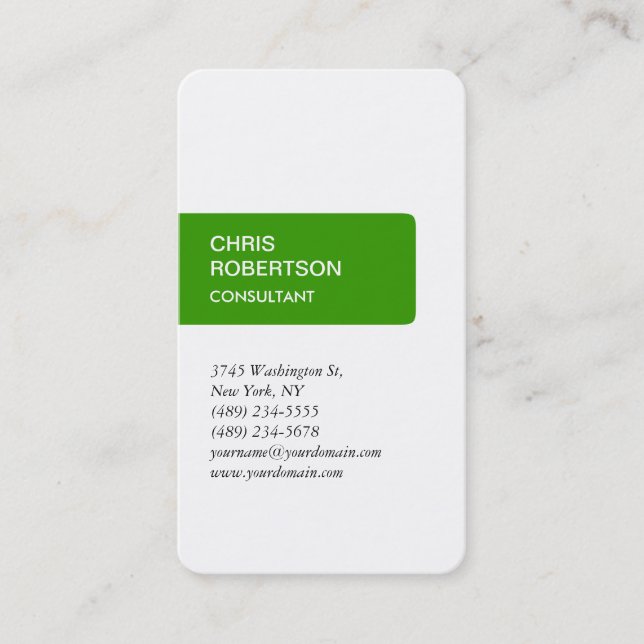 White Green Rounded Corner Charming Business Card (Front)