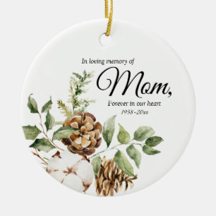 White Greenery Floral In Loving Memory of Mum Ceramic Tree Decoration