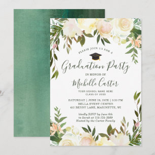 White Greenery Graduation Party Invitation