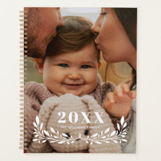 White Greenery Half Wreath Overlay Large Photo Planner