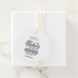 White Grey 50th Any Birthday Party Personalised Favour Tags