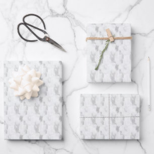 White & Grey Abstract Paint Wrapping Paper Sheet