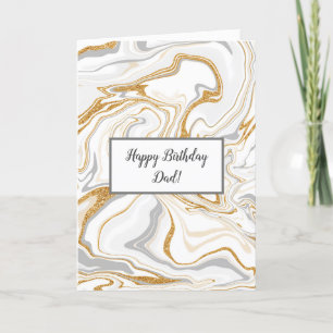 White, Grey and Gold Marble Dad's Birthday Card